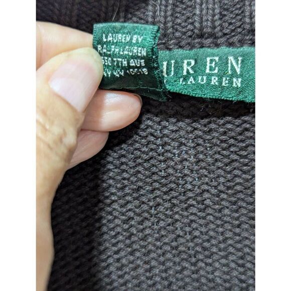 Ralph Lauren Women's Brown Front Full Zip Cotton Heavyweight Cardigan Sweater La - Picture 6 of 7